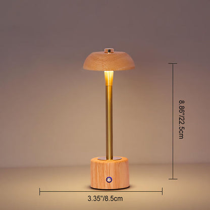 Contemporary Nordic Creative Solid Wood Mushroom LED Table Lamp For Bedroom