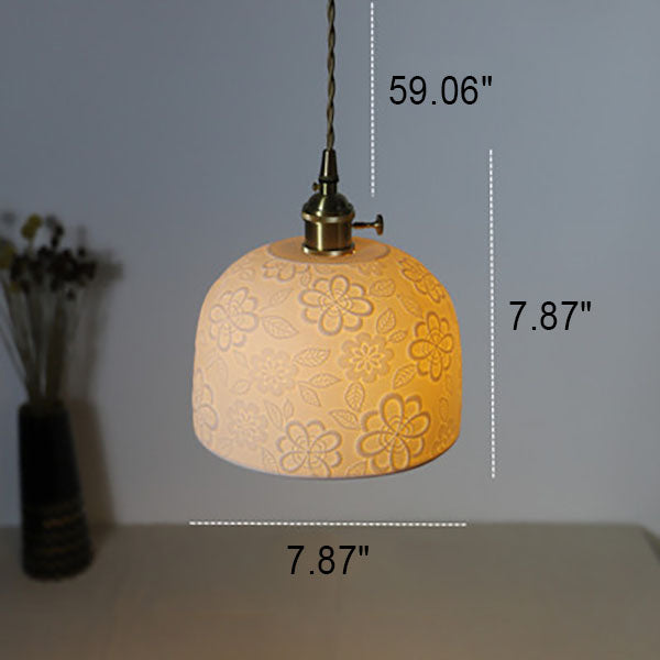 Modern Vintage Brass Ceramic 1-Light Pendant Light
