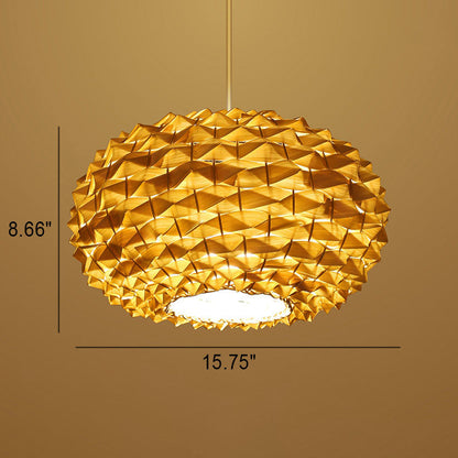 Modern Chinese Rattan Weaving Pineapple 1-Light Pendant Light