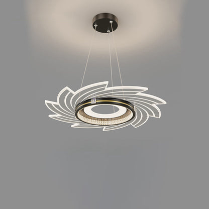 مصباح LED معلّق بتصميم دوامة من الأكريليك الكريستالي الفاخر المعاصر لغرفة النوم 