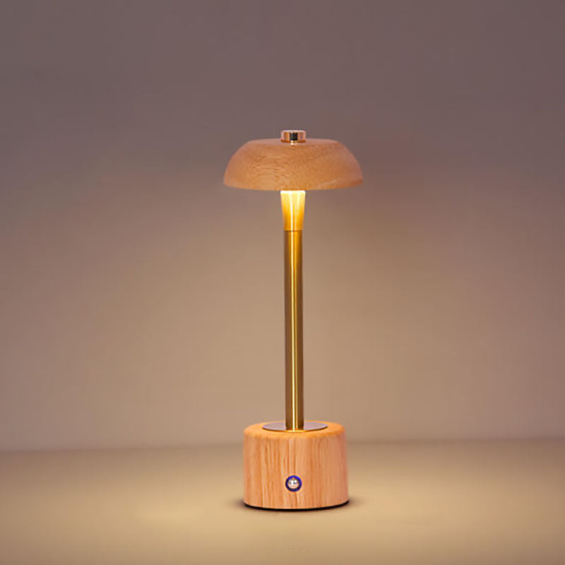 Contemporary Nordic Creative Solid Wood Mushroom LED Table Lamp For Bedroom