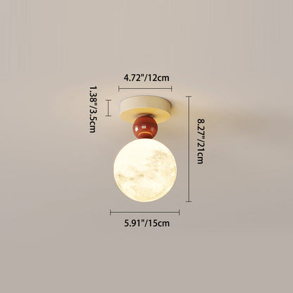 Modern Minimalist Rectangular Round Ball Lunar Iron Resin 1/2/3 Light Semi-Flush Mount Ceiling Light For Hallway