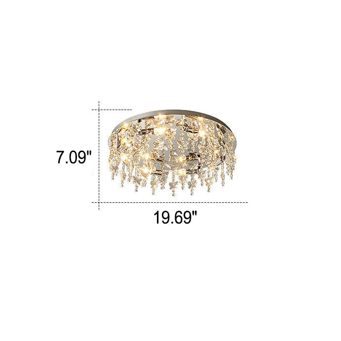 Modern Luxury Crystal Round Butterfly Pendant 6/8/12 Light Flush Mount Ceiling Light