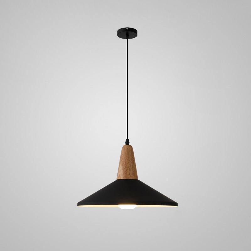 Nordic Minimalist Macaron Solid Color Aluminum Wood 1-Light Pendant Light