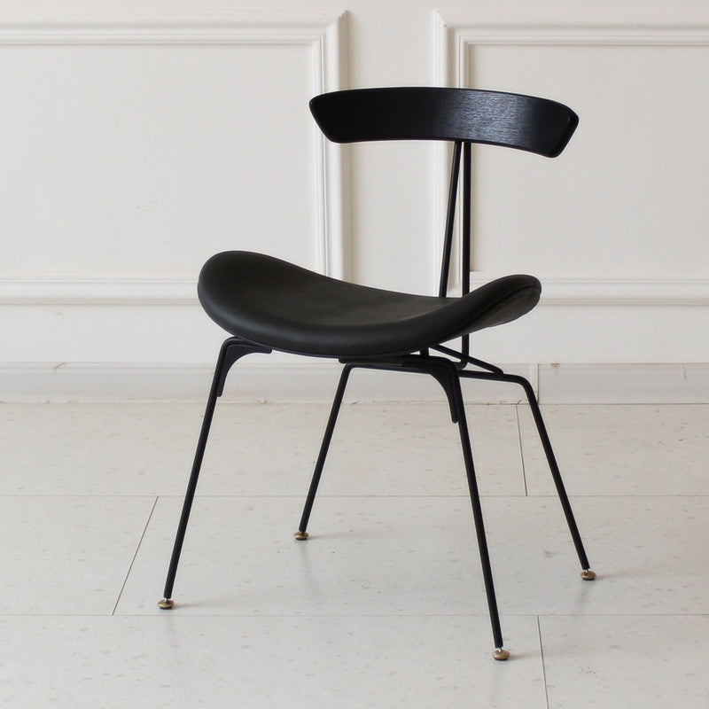 Contemporary Industrial Ant Arch Wood Rebar PU Leather Fabric Sponge Dining Chair Backrest For Dining Room