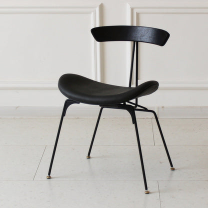 Contemporary Industrial Ant Arch Wood Rebar PU Leather Fabric Sponge Dining Chair Backrest For Dining Room
