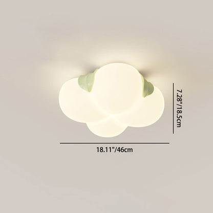 Modern Art Deco Bubble Flower PE Iron LED Flush Mount Ceiling Light For Bedroom