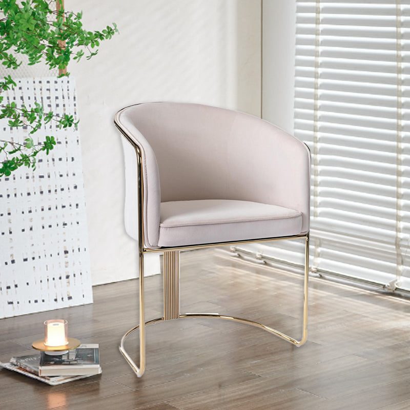 Modern Luxury Half Round Curved Velvet Metal Frame Dining Chair Backrest Armrest For Dining Room