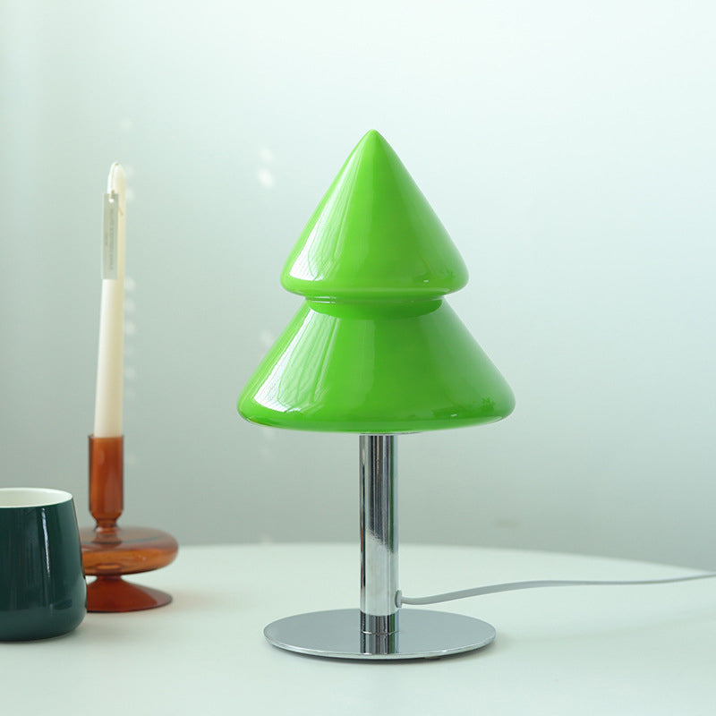 Modern Art Deco Iron Glass Christmas Tree LED Table Lamp For Bedroom
