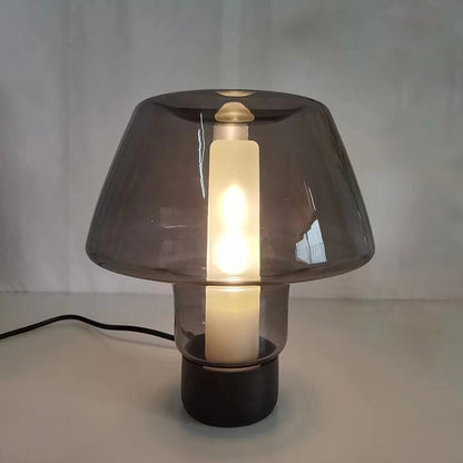 Modern Minimalist Round Glass Metal 1-Light Table Lamp For Bedroom