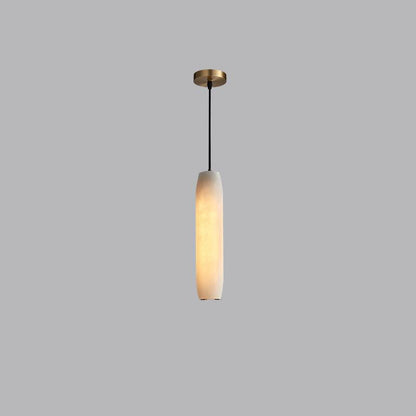 Nordic Luxury Marble Bronze Column 1-Light Pendant Light