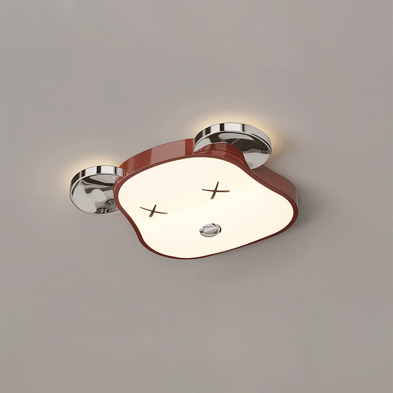 Modern Art Deco Violent Bear PE Iron LED Flush Mount Ceiling Light For Bedroom