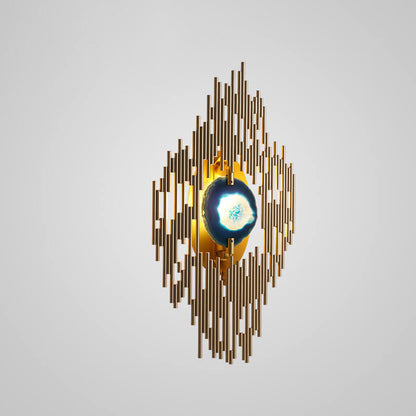 Nordic Light Luxury Metal Tube Blue Agate Slice 1-Light Wall Sconce Lamp