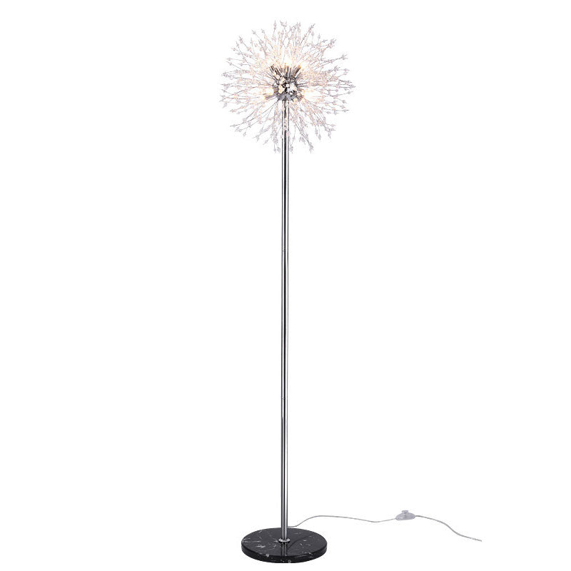 Modern Creative Dandelion Shade Crystal  Aluminum  Marble Base 8/9-Light Standing Floor Lamp