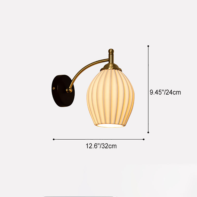 Traditional French Vintage Ceramic Glass Flower Shade Wood Base 1-Light Wall Sconce For Living Room