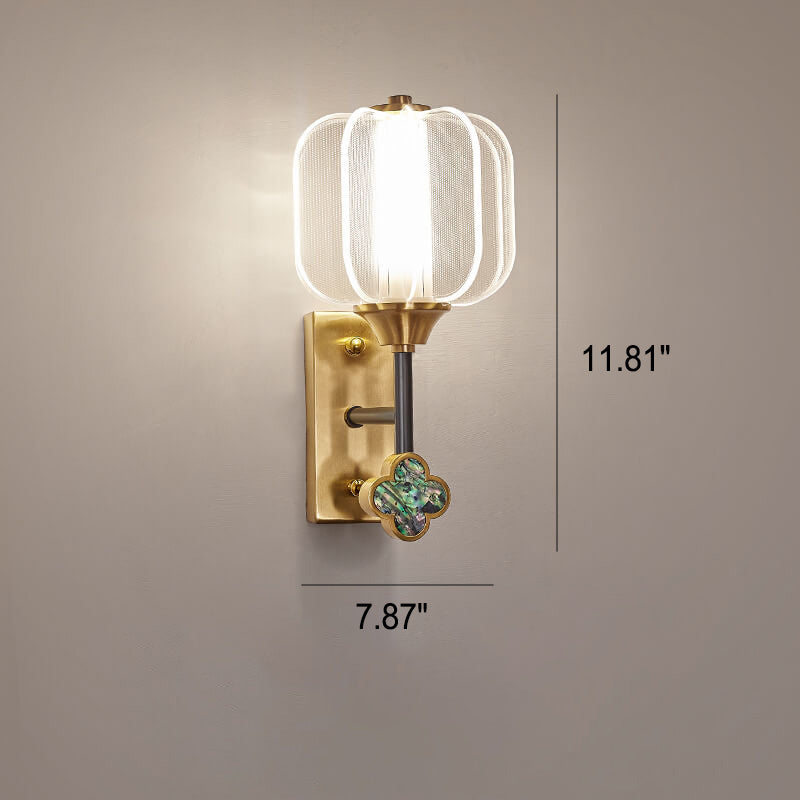 مصباح حائط LED بتصميم صيني مصنوع من النحاس والأكريليك بالكامل بتصميم إبداعي