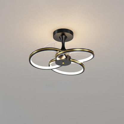 مروحة LED فاخرة من الأكريليك بتصميم ثلاثي الحلقات مثبتة على الحائط
