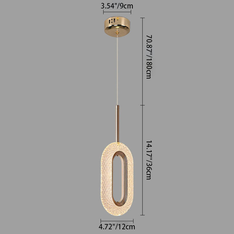 ثريا LED بتصميم بيضاوي الشكل مصنوعة من سبائك الزنك والأكريليك لغرفة المعيشة 