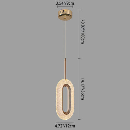 ثريا LED بتصميم بيضاوي الشكل مصنوعة من سبائك الزنك والأكريليك لغرفة المعيشة 