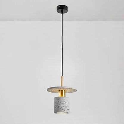 Industrial Minimalist Cement Cylinder Round 1-Light Pendant Light