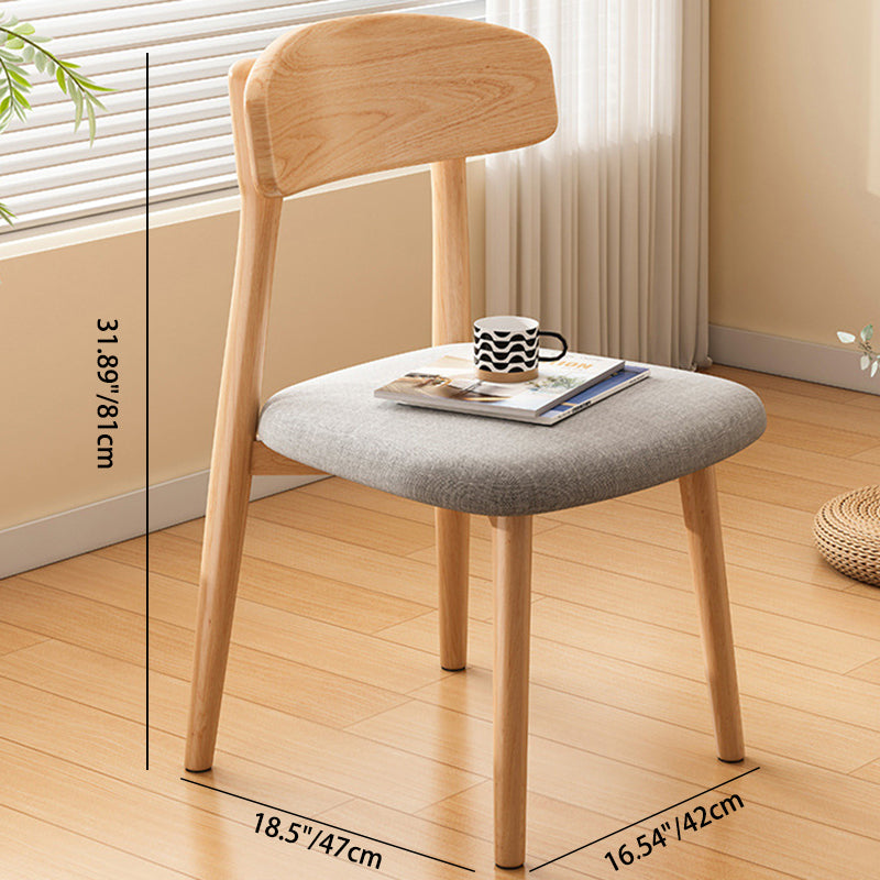 Modern Minimalist Square PU Leather Fabric Solid Wood Dining Chair Backrest For Dining Room