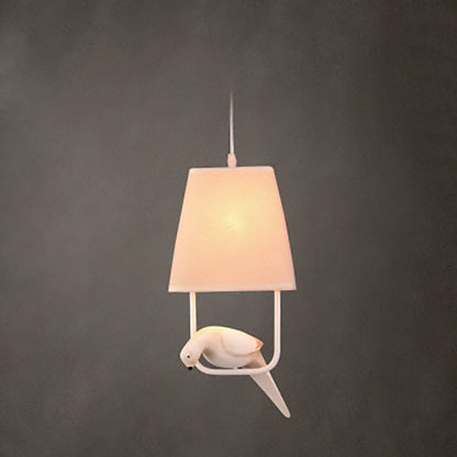 Contemporary Scandinavian Bird Iron Burlap Resin 1/2 Light Chandelier For Bedroom