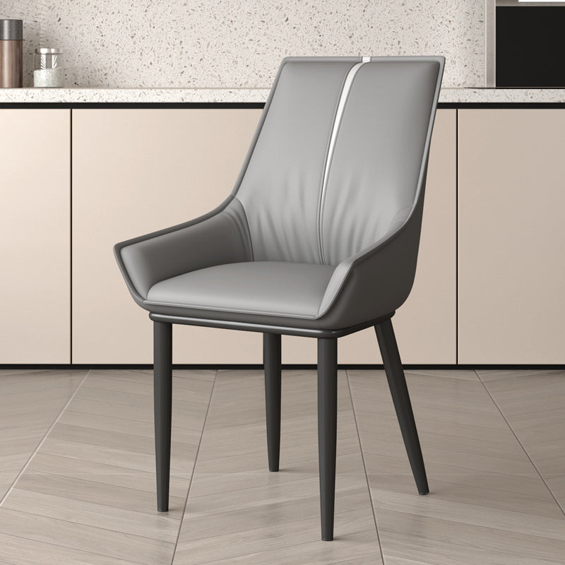 Contemporary Nordic Square Faux Leather Upholstered Dining Chair Backrest Armrest For Dining Room