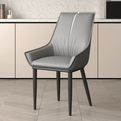 Contemporary Nordic Square Faux Leather Upholstered Dining Chair Backrest Armrest For Dining Room