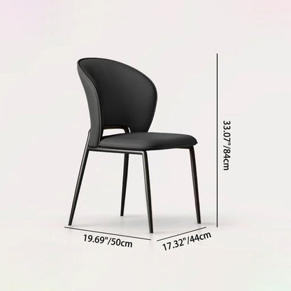 Modern Minimalist Microfiber Cat Scratching Leather Carbon Steel Square Curved Dining Chair Backrest For Dining Room