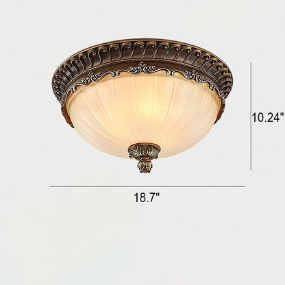 European Retro Light Luxury Resin Metal 3-Light Flush Mount Lighting