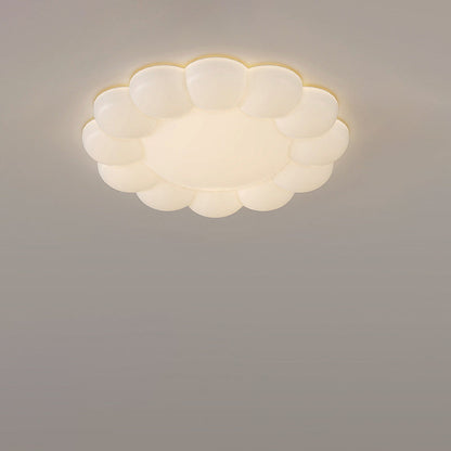 寝室用コンテンポラリー北欧クリームPEフラワーLEDフラッシュマウントシーリングライト
