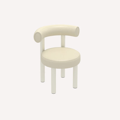 Contemporary Nordic Round Artificial Leather Iron Frame Vanity Stool Arc Back For Bedroom
