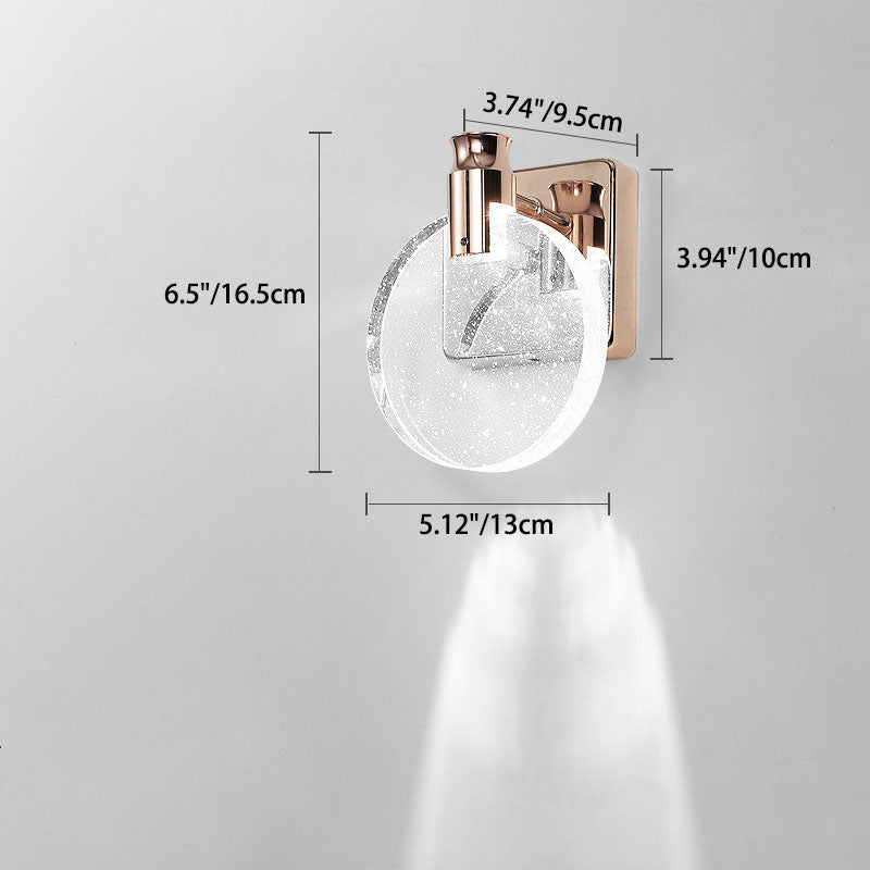 Modern Minimalist Round Square Base Aluminum Crystal LED Wall Sconce Lamp For Bedroom