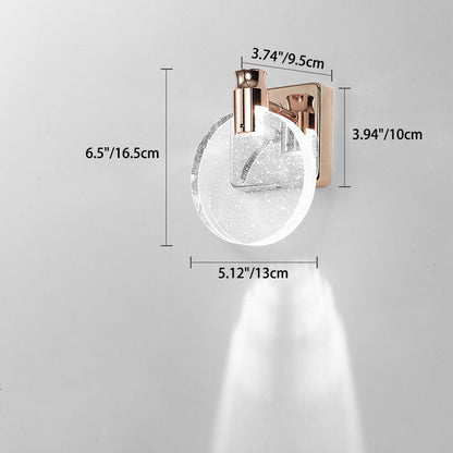 Modern Minimalist Round Square Base Aluminum Crystal LED Wall Sconce Lamp For Bedroom