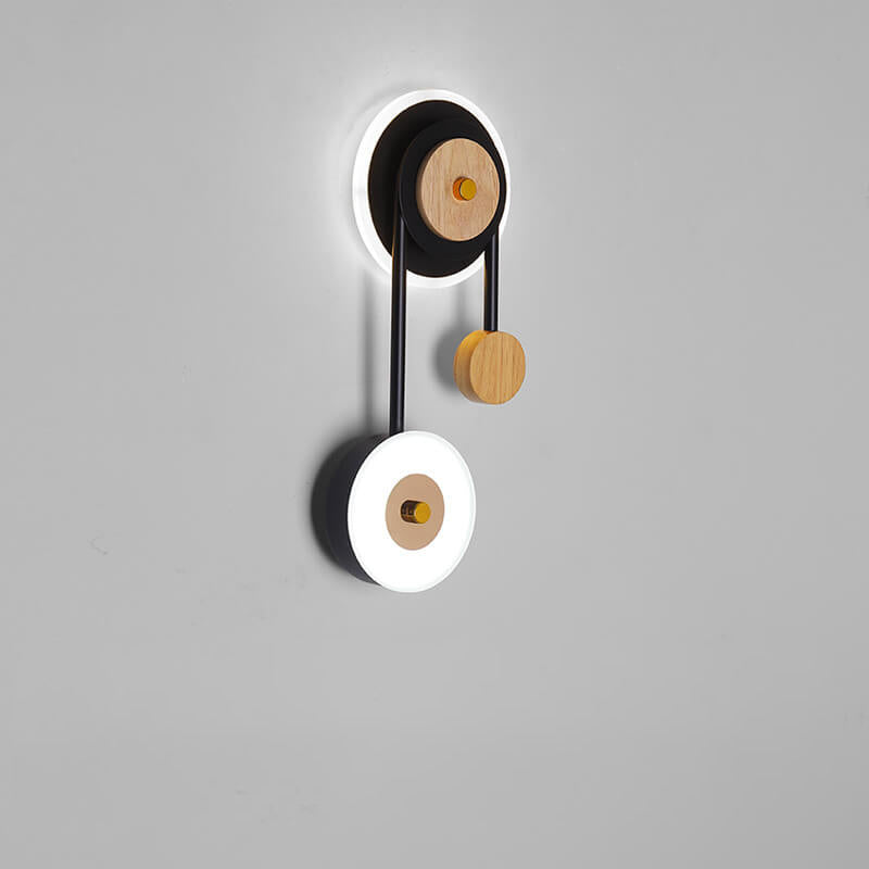 Nordic Creative Round Wood Acrylic Ring LED Wall Sconce Lamp