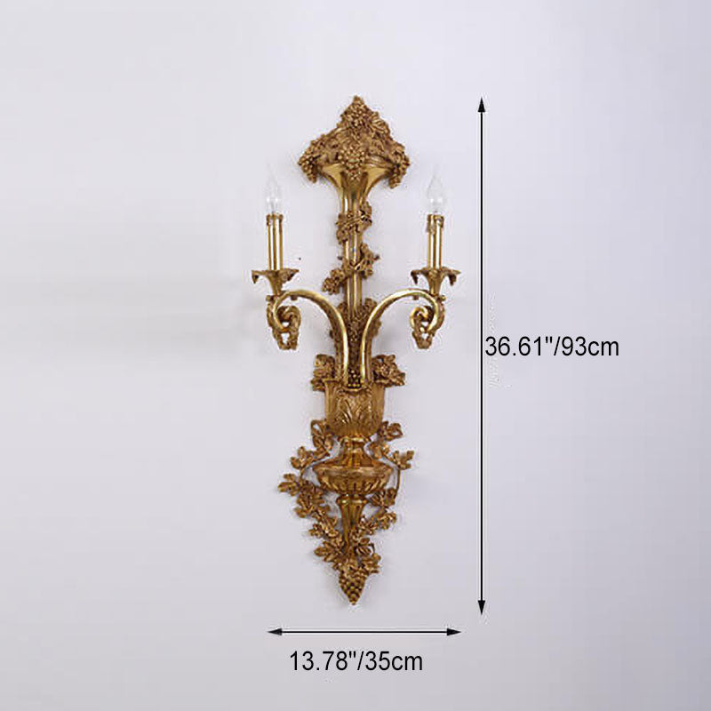حامل شموع نحاسي أوروبي حديث مزود بمصباحين مثبتين على الحائط 
