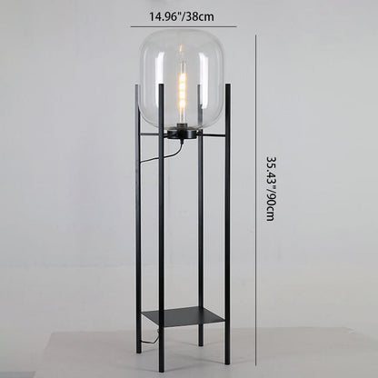 Modern Simplicity Round Glass Jar Shade Iron Holder 1-Light Standing Floor Lamp For Living Room