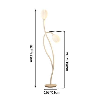 Contemporary Creative Tulip Iron Rolled Plastic 1-Light Standing Floor Lamp For Living Room