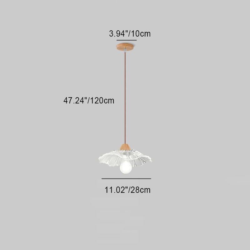 Modern Art Deco Wood Lotus Leaf Glass Shade 1/3-Light Island Light Chandelier For Bedroom