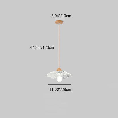 Modern Art Deco Wood Lotus Leaf Glass Shade 1/3-Light Island Light Chandelier For Bedroom