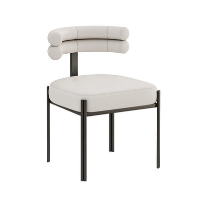 Contemporary Creative Half Arc Square Faux Leather Metal Dining Chair Backrest Armless For Dining Room