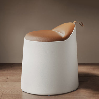 Modern Simplicity Microfiber Leather Wood Aluminum Alloy Sponge Round Cylinder Vanity Stool Backrest For Bedroom