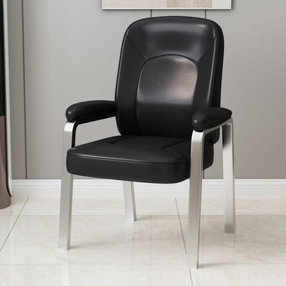 Modern Minimalist Square PU Leather Stainless Steel Dining Chair Backrest Arm For Dining Room