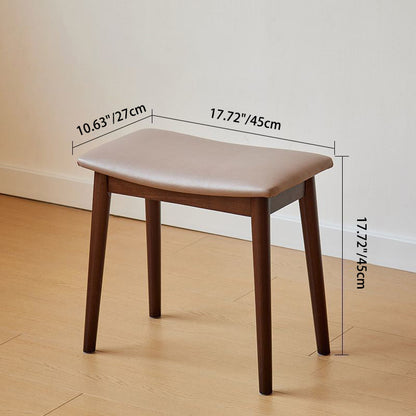 Modern Minimalist Rectangular Soft PU Leather Wood Vanity Stool For Bedroom