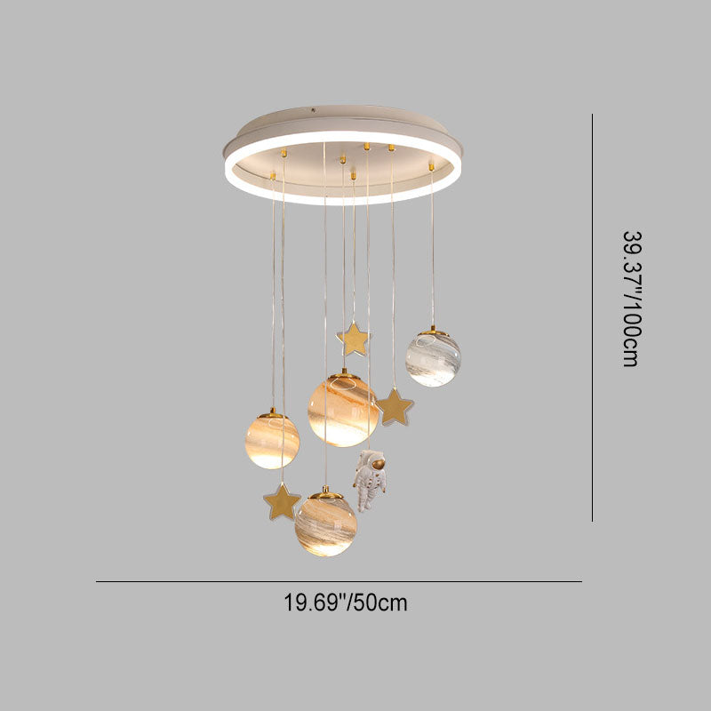Contemporary Creative Aluminum Round Shade Acrylic Glass Ball LED Kid's Flush Mount Ceiling Light For Bedroom
