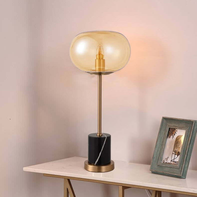 Modern Creative Glass Orb Marble Base 1-Light LED Table Lamp