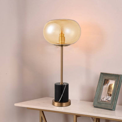 Modern Creative Glass Orb Marble Base 1-Light LED Table Lamp