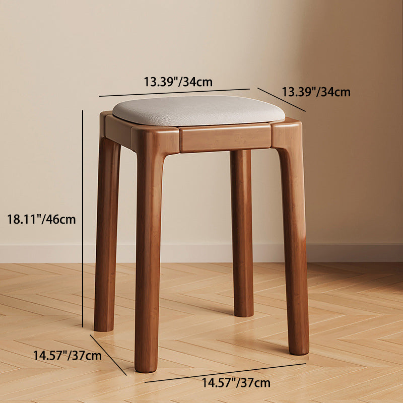 Modern Simplicity Wood Cat's Paw Leather Sponge Square Vanity Stool Backless For Bedroom