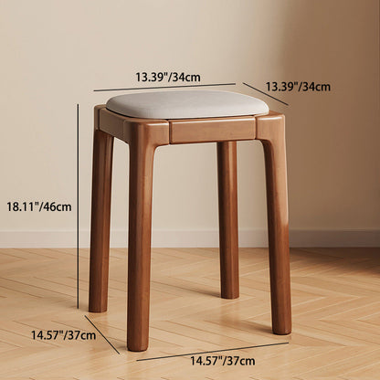 Modern Simplicity Wood Cat's Paw Leather Sponge Square Vanity Stool Backless For Bedroom