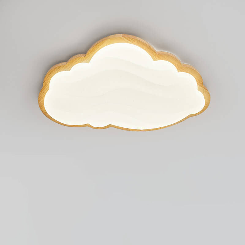 Modern Creative Pure White Cloud Star Wooden Acrylic LED Flush Mount Light